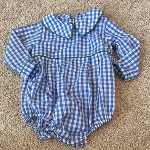 The Beaufort Bonnet Company Blue and White Gingham Romper